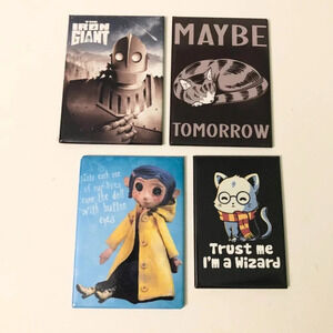 Lot  of 4 Magnets Iron Giant Maybe Tomorrow Cat Caroline Ata Boy Magnets